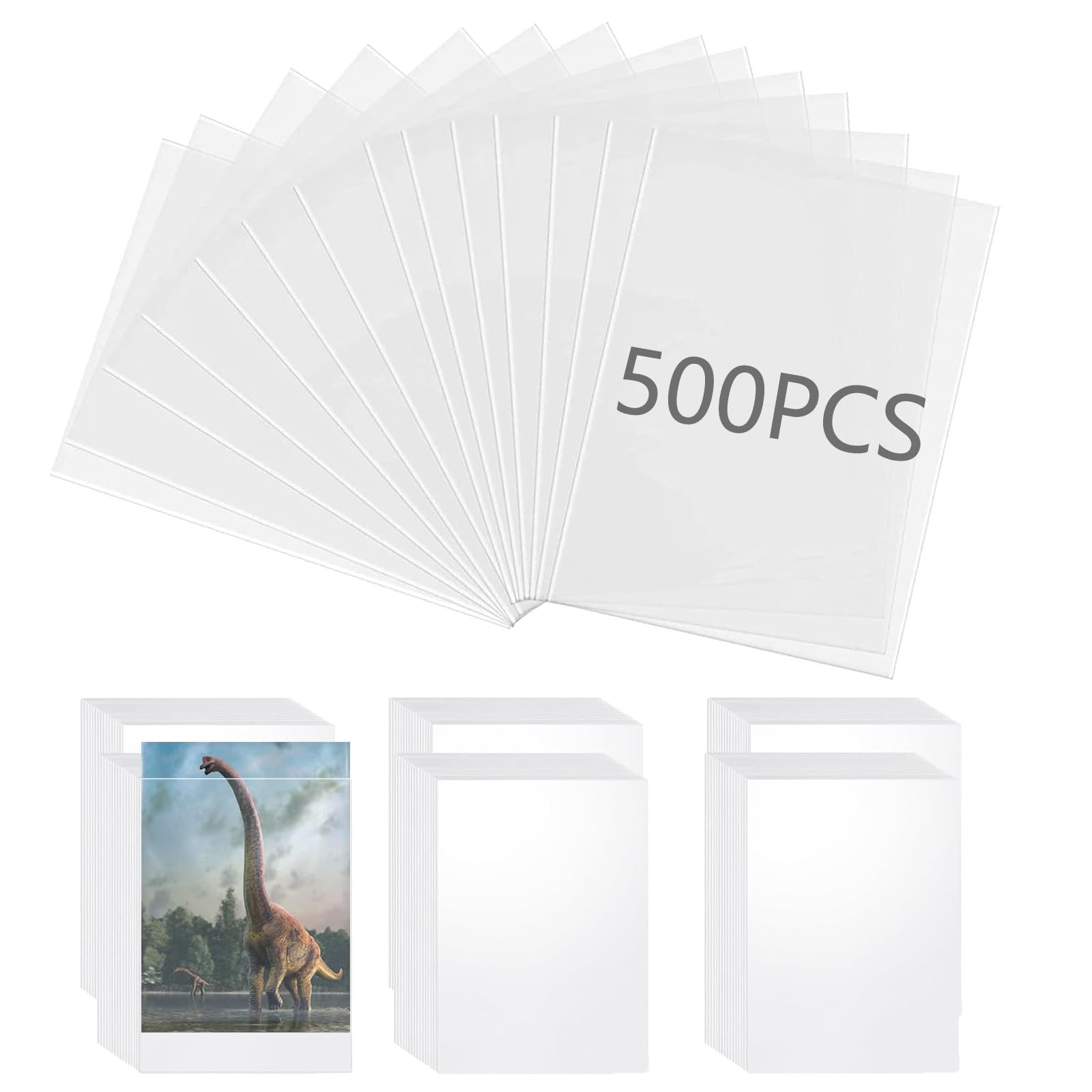 AMSGANK 500 Counts Trading Card Sleeves, Ultra Clear Standard Size Card Sleeves Cards Protector Fit for MTG Football