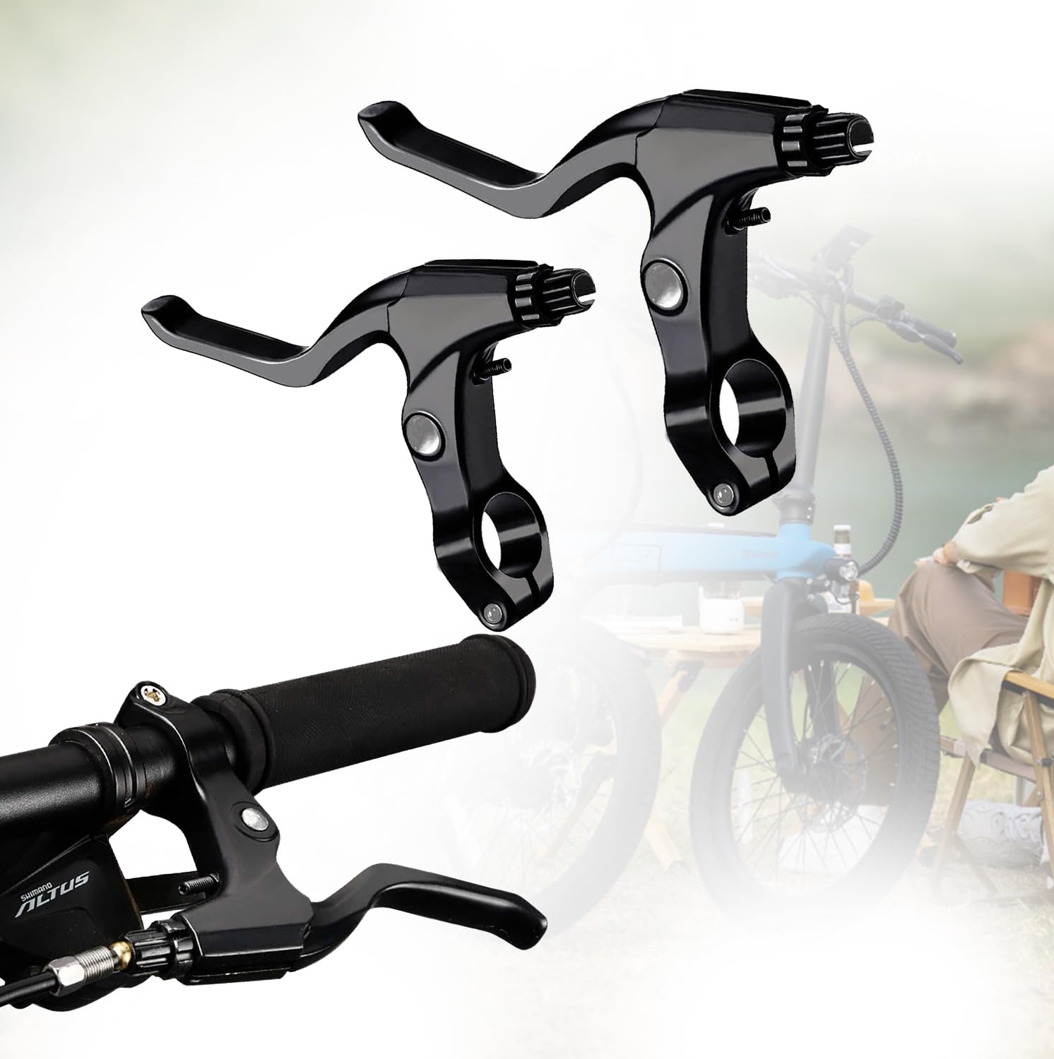Generic A Pair Bicycle Brake Lever Bike Brake Handle Bike Brake Levers of Universal Aluminum Alloy Bike Cycling Equipment Accessory for Mountain Road Folding Mountain Kids Bike 2.2cm Diameter (Black)