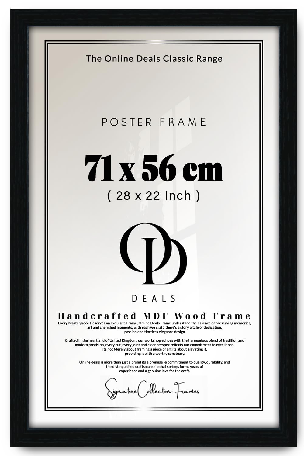 Od Deals Black 71X56 Cm (27.9X22.0 Inch / 710X560 Mm) Mdf Poster Frame | Modern Wall Frame With Shatterproof Acrylic Front (Black)