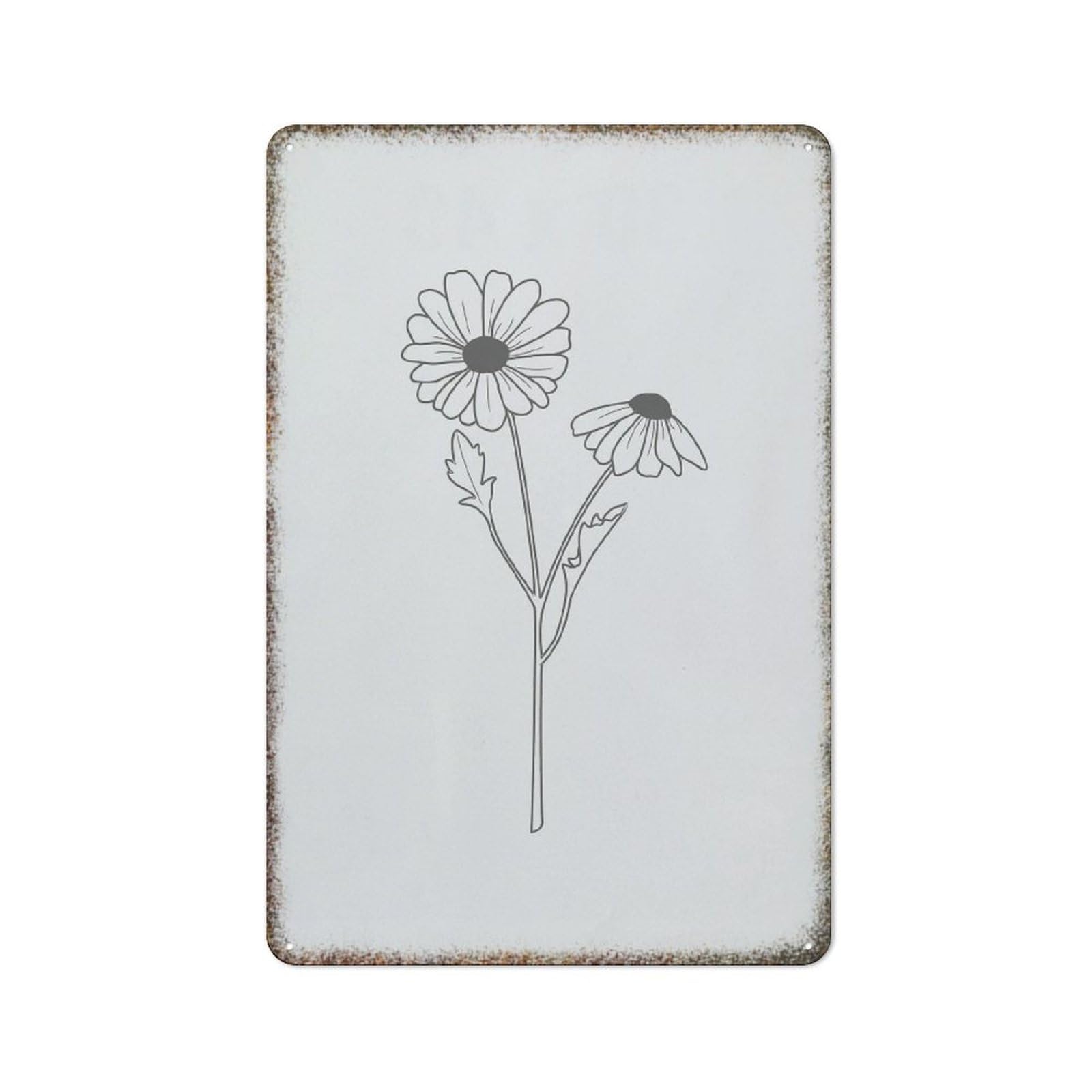 Minimalist Daisy Flower Watercolor Art Retro Metal Plaque Farmhouse Household Fashion Wall Decor 8x12 Inch
