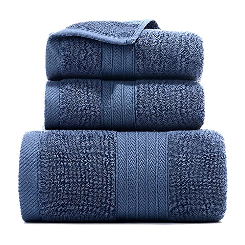 Serviette de bain douce en coton peigné bleu | Votre instant de douceur