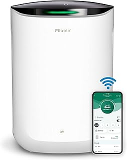 Filtrete Smart Air Purifier & Air Quality Monitor Medium Rooms, up to 150 sqft, Alexa enabled, Wi-Fi Simple Setup, True HEPA Filter for Allergens, Dust, Bacteria, & Viruses, Alexa smart reorders