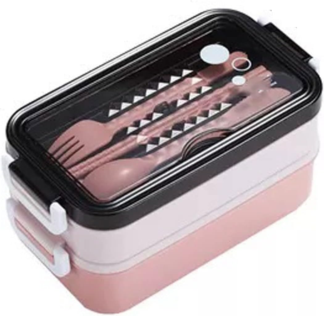 JUNL Lunch Box Adults 304 Stainless Steel Lunch Box Bento Box For School Office Worker 2layers Microwae Heating Lunch Container Food Storage Box (Color : Pink)