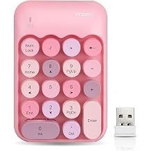 Lomiluskr Cute Wireless Number Keypad with 2.4G USB Receiver, 18 Colorful Round Keys Numpad, Portable Financial Accounting Numeric Keyboard, Suitable for PC, Laptop Pink