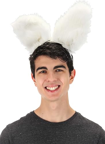 Miniatura 2 de Diadema de felpa con orejas de conejo ajustables y flexibles blancas para adultos y niños estándar, Blanco