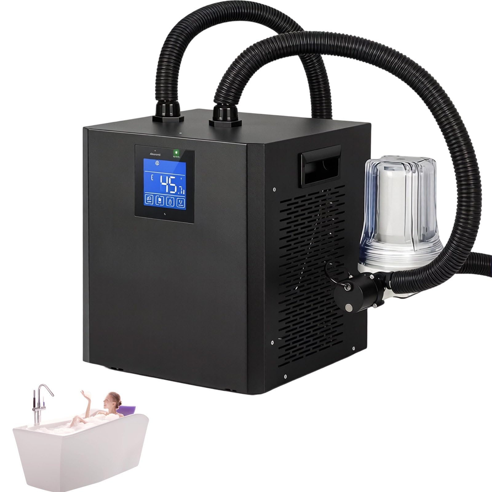 DzkZen Ice Bath Water Chiller, Cold Plunge Chiller with External Filter, Double Pump, Remote Control Water Chiller, for Home and Professional Use