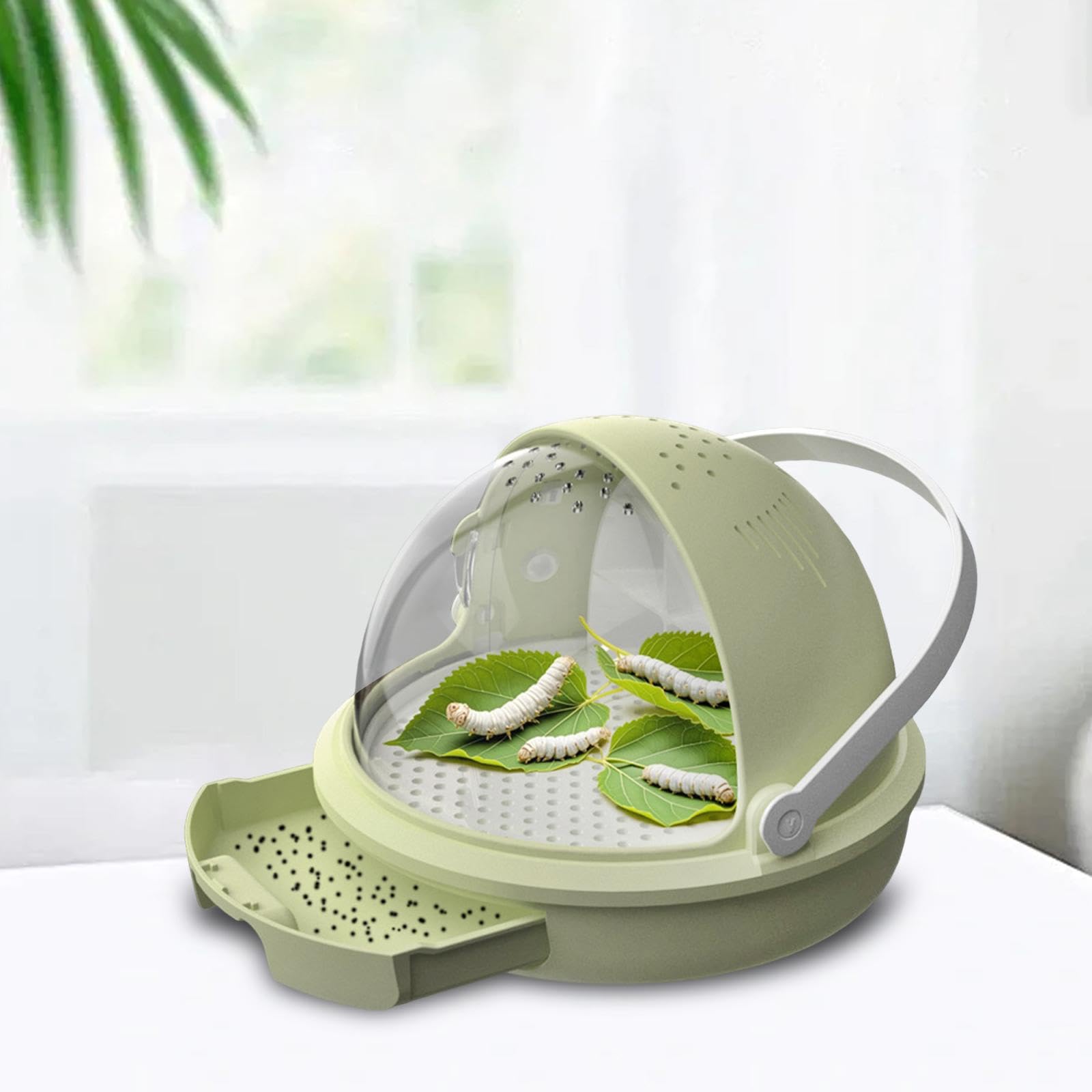 Sharplace Caja de Cría de Gusanos de Seda, Jaula de Cría Portátil Y Fácil de Monitorear para Reptiles, Comedero para Reptiles, Contenedor, Verde, Individual