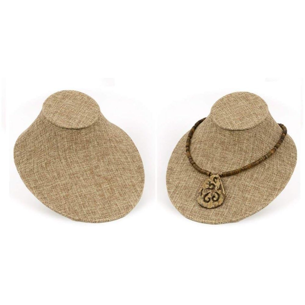 JewelrySupplyLow Profile Necklace Display Bust Burlap 7-1/4" x 6-1/2" (Package of 2)