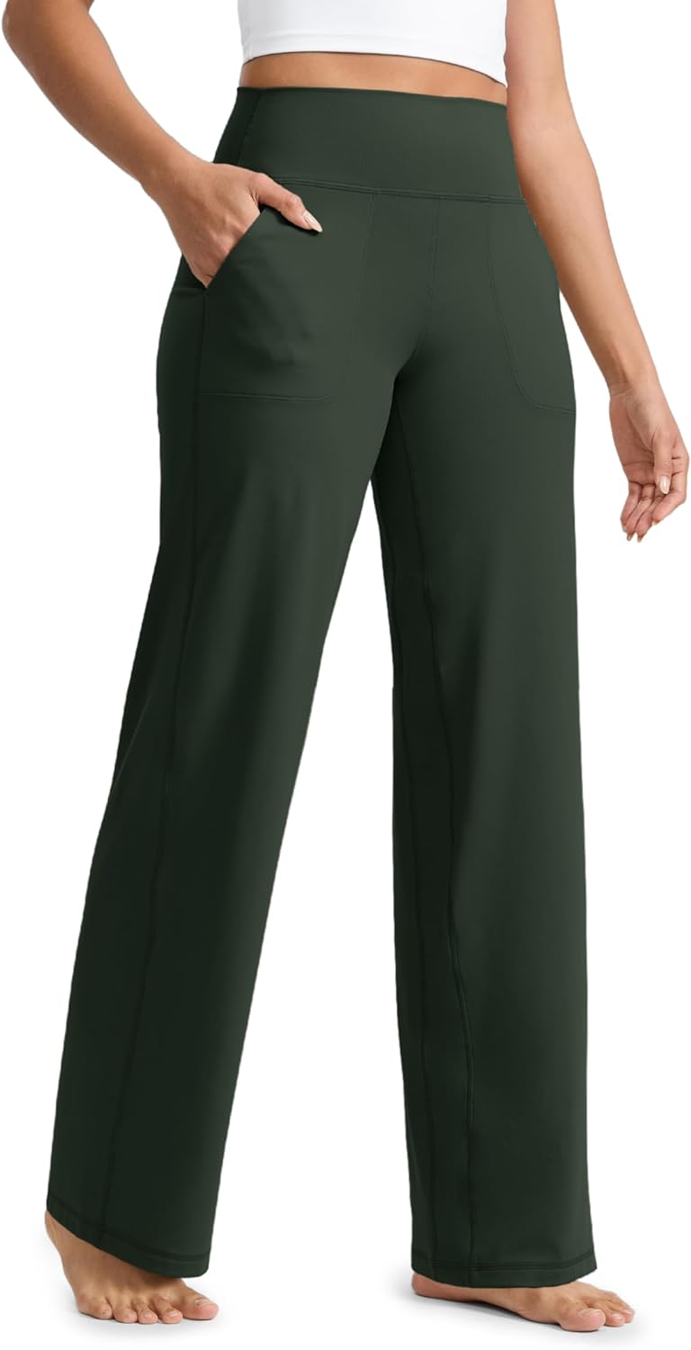 CRZ YOGA Butterlift Wide Leg Pants Pockets 29"/31"/33" - High Waisted Yoga Lounge Buttery Soft Comfy Casual Womens