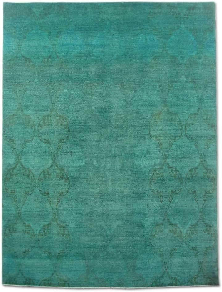 Pak Persian Rugs Chobi Handmade Over-Dyed Rug, Wool, Viridian, Large, 242 X 312 cm, 7' 11" x 10' 3" (ft)