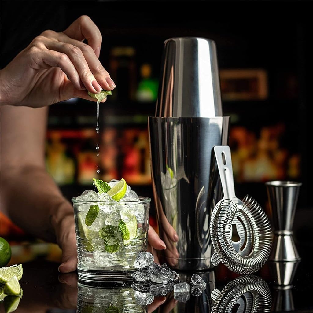 4-piece Boston Mixer Stainless Steel Bar Bartending Tool Set 750/600ml