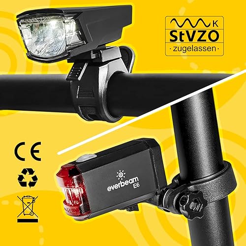 Miniatura 2 de Everbeam StVZO - Juego de luces LED delanteras y traseras para bicicleta, recargable, para conducción nocturna, luz USB para bicicleta, luz de