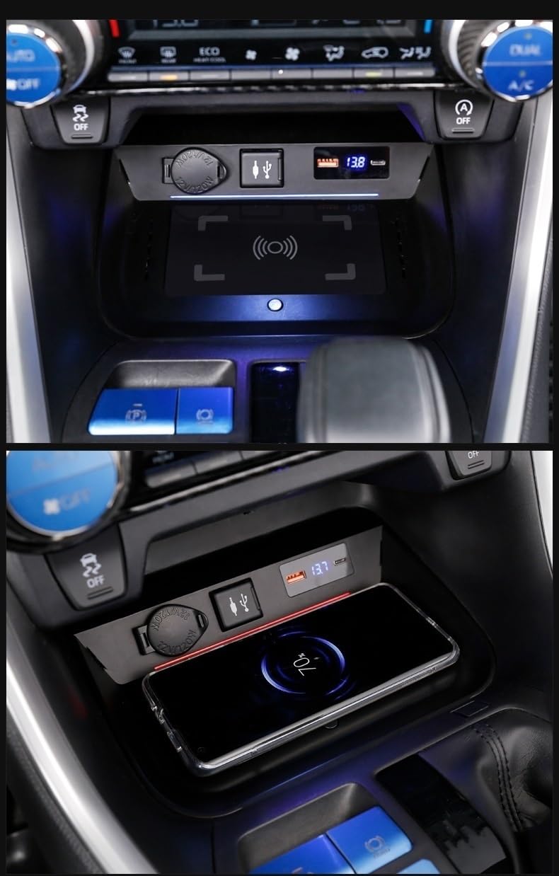 Dla Toyoty, dla RAV4, 2019 2020 2021, dla XA50 Bezprzewodowa ładowarka samochodowa QI Ładowarka do telefonu 15W Szybkie akcesoria do ładowania telefonu Panel bezprzewodowego ładowania pojazdu(R