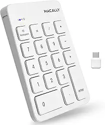 Macally Teclado numérico sem fio USB C | Teclado numérico para Mac, MacBook iMac | 10 teclas sem fio para laptop, PC, notebook, superfície cromada (2,4 G USB), perfeito para entrada de dados, teclado