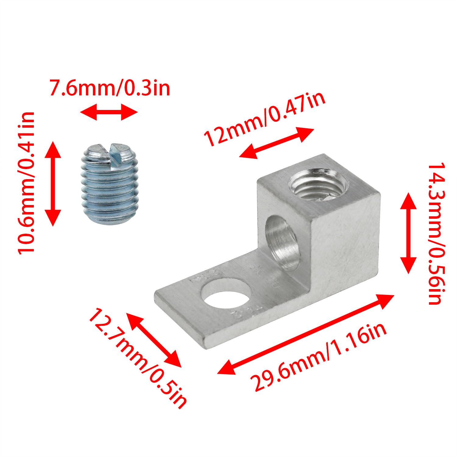 Mechanical Lug 2AWG TA-2 1B2U 1-Hole Aluminum Terminal Mechanical Lugs 6PCS image 3