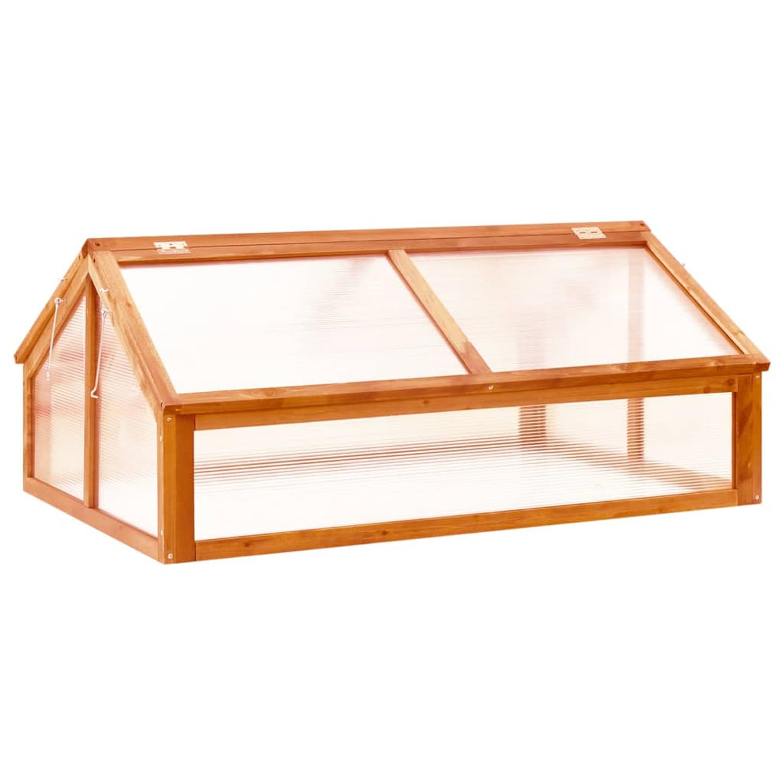 Szklarnia inspektowa 114 x 80 x 50 cm, ochrona przed zimnem z 2 otwieranymi dachami, drewno jodłowe barwione na brązowo, idealna na balkon i taras