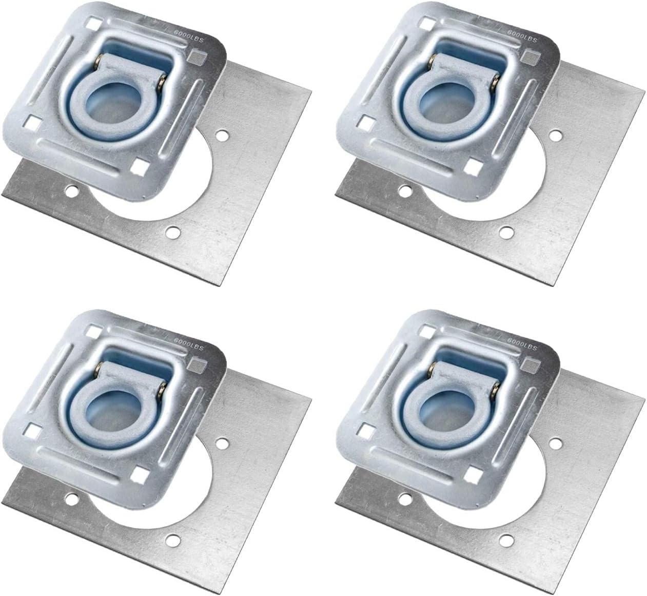 Recessed D-Ring 6,000 lb. Cap. Tiedown w/ Backing Plate - 4 pack