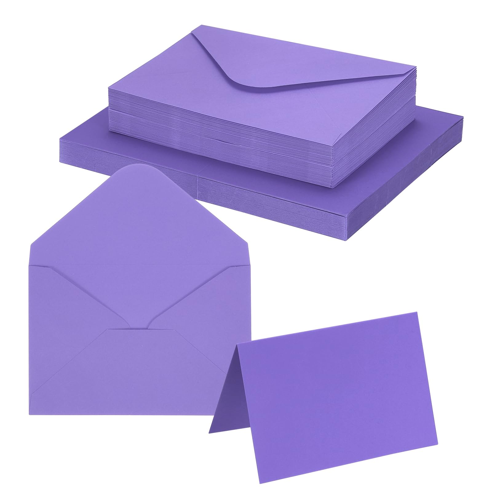 PATIKIL 10 x 15cm Blank Greeting Cards and Envelopes, 50Sets Half Fold Note Cards and Envelopes 250g Thick Cardstock for DIY Wedding Birthday Party Invitations, Dark Purple