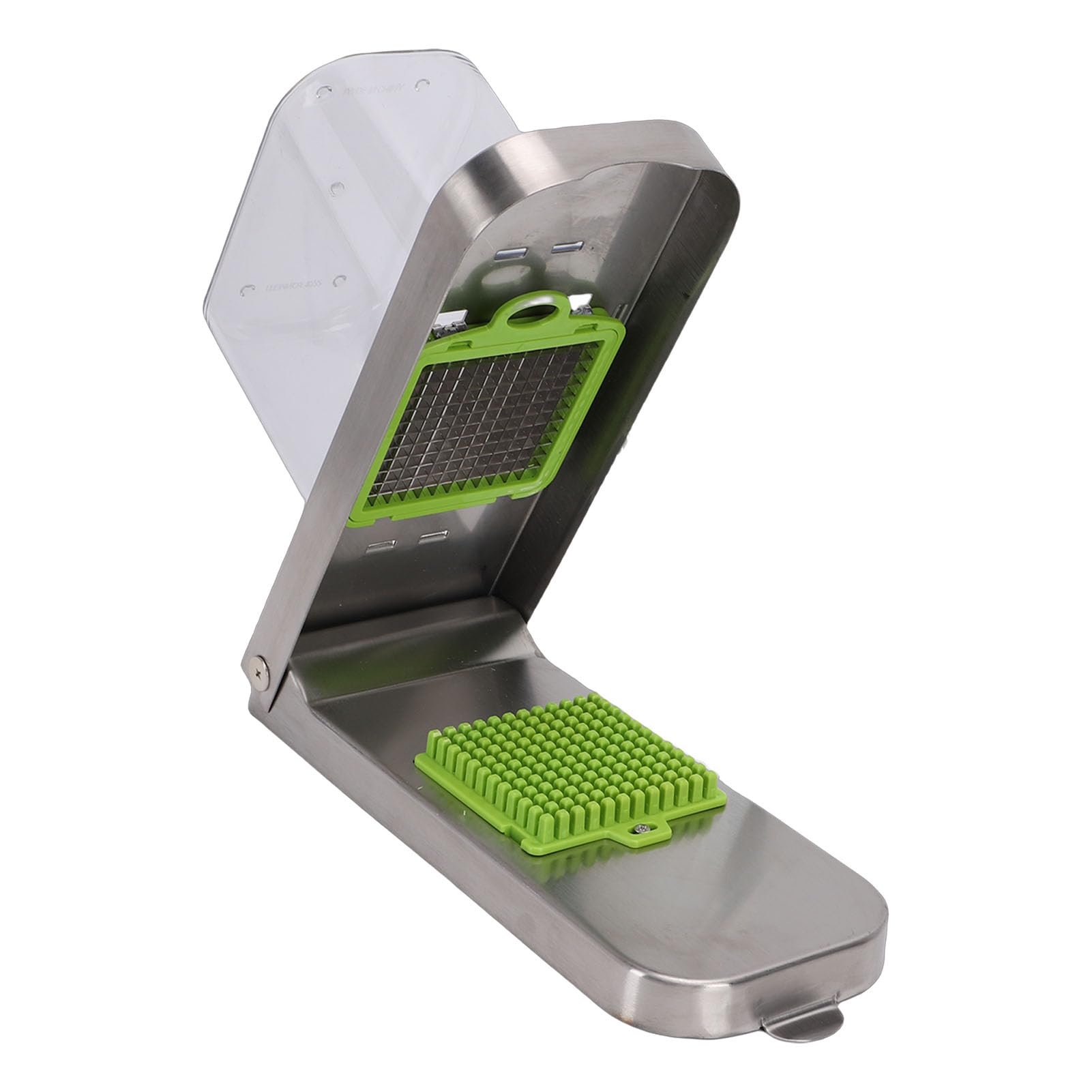 Fdit Picadora Manual de Verduras, Picadora de Alimentos de Acero Inoxidable para Cortar y Cortar en Cubitos Rápidamente, Diseño Compacto Fácil de Limpiar con 4 Cuchillas, Utensilio