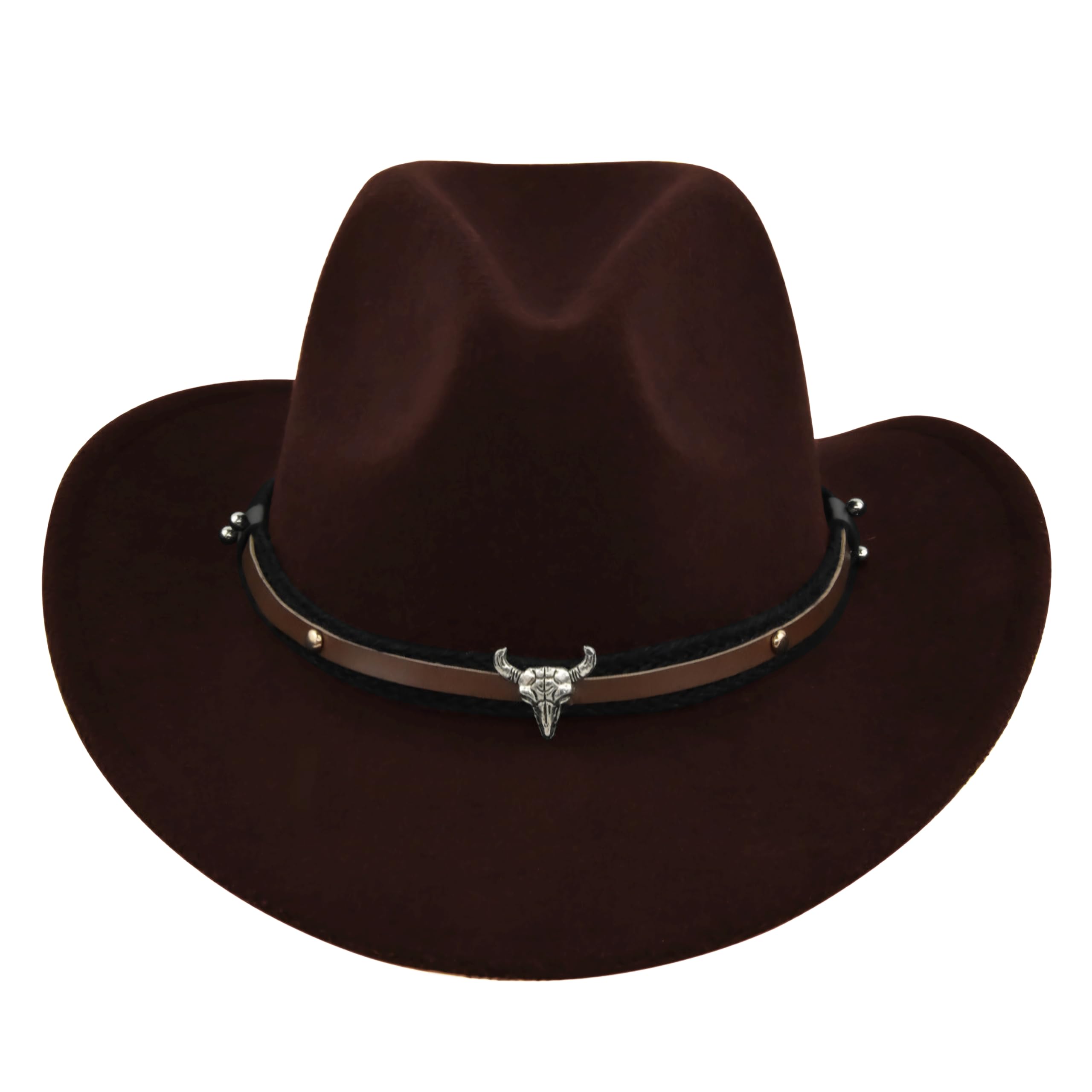 Nidalee Western Cowboy Hat for Women/Men Shapeable Wide Brim Cowgirls Hat with Belt Buckle Costume Party for Cowboys and Cowgirls Coffee