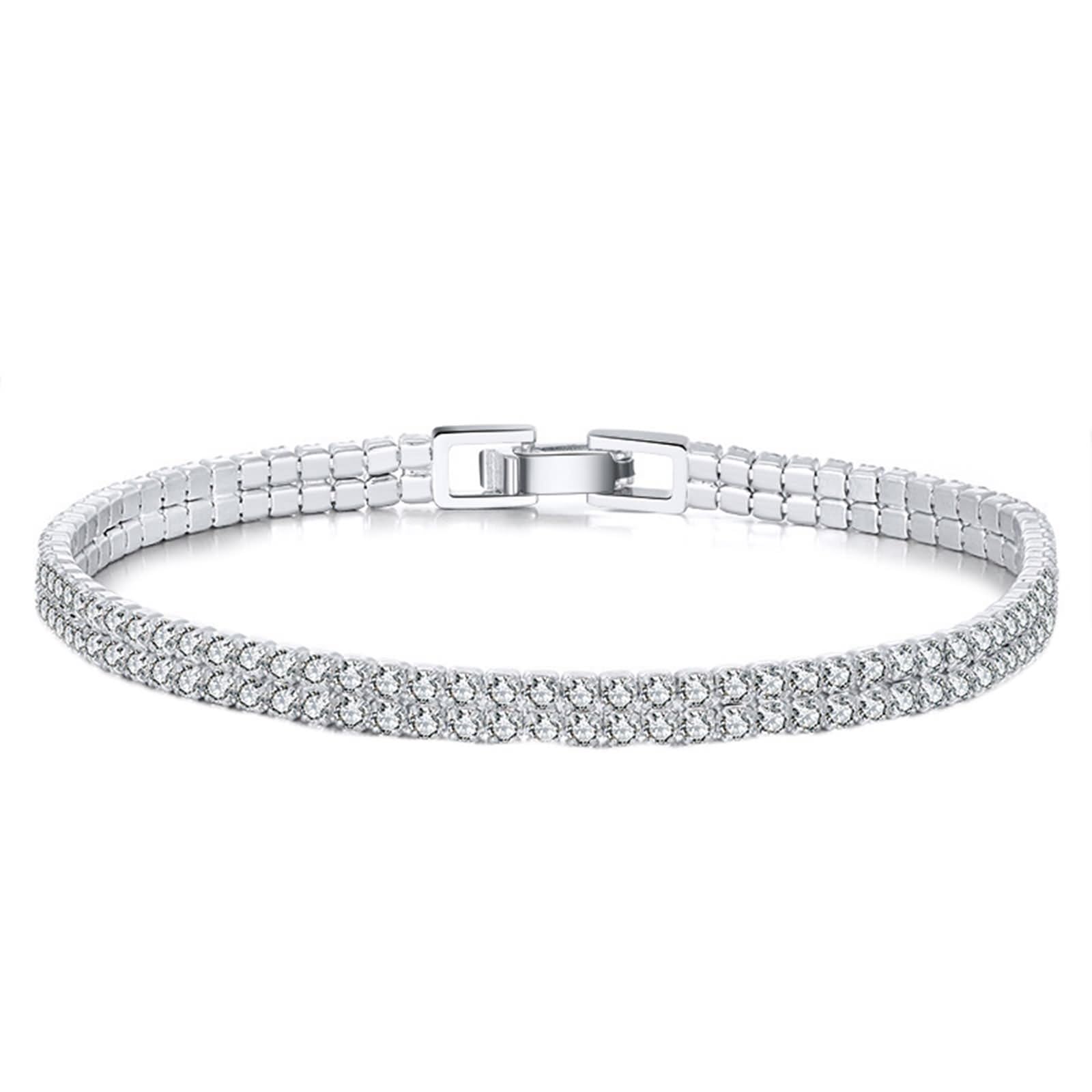 Pulseras amigas mujer, las mejores pulseras la amistad, cadena tenis, pulsera hermana circonita cúbica forma redonda blanca, plata ley