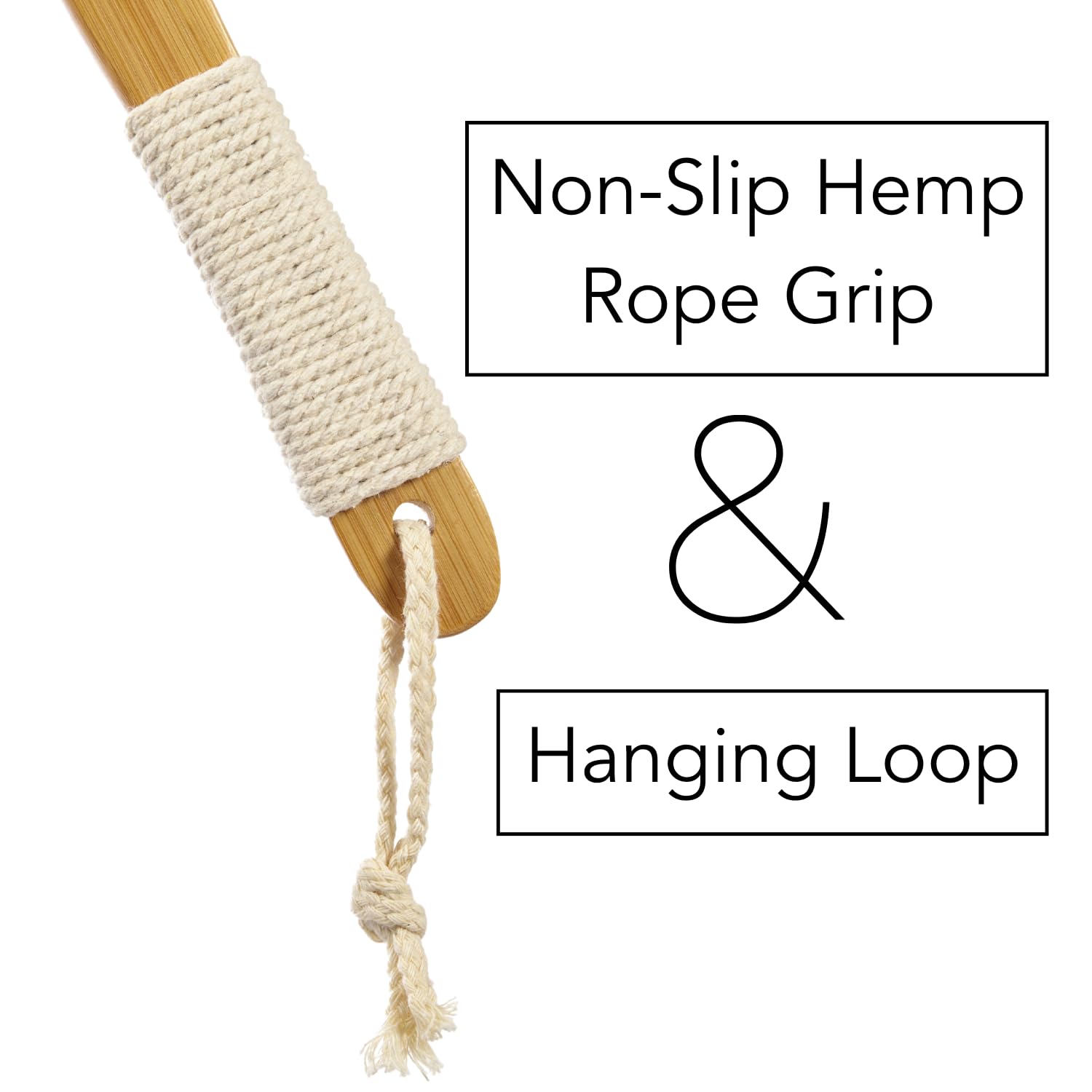 Estropajo de ducha de lufa natural con mango de bambú extraíble, exfoliación suave, mango ergonómico largo con agarre de cuerda de cáñamo, esponja extra incluida para lavado cercano, sin