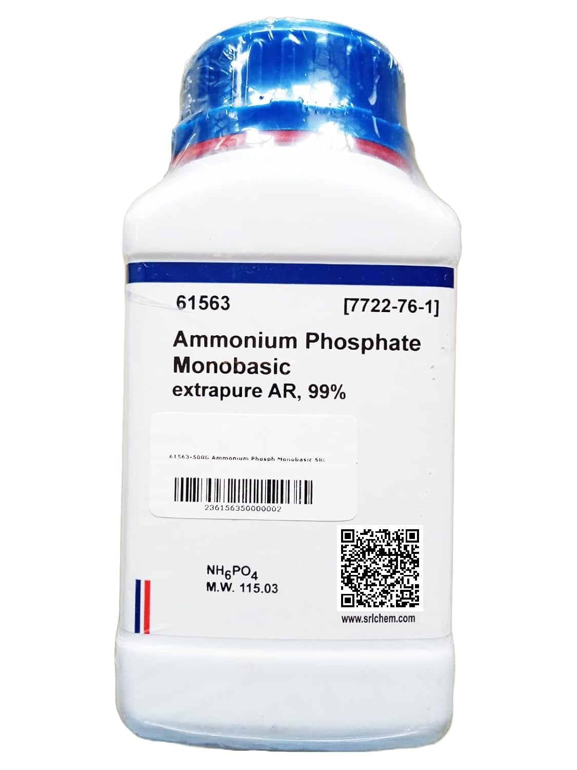 SRL Ammonium Phosphate Monobasic extrapure AR Grade, 99% 500Gm, CAS NO 7722-76-1, Molecular Formula : NH6PO4, Storage : Room Temperature, Shelf Life : 60 Months for laboratory and industrial use-image-39