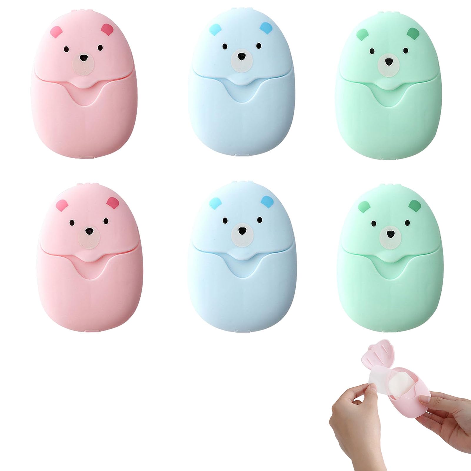 Savon en Papier Jetable 6 Boîtes Feuilles de Savon Portable pour Voyage Randonnée