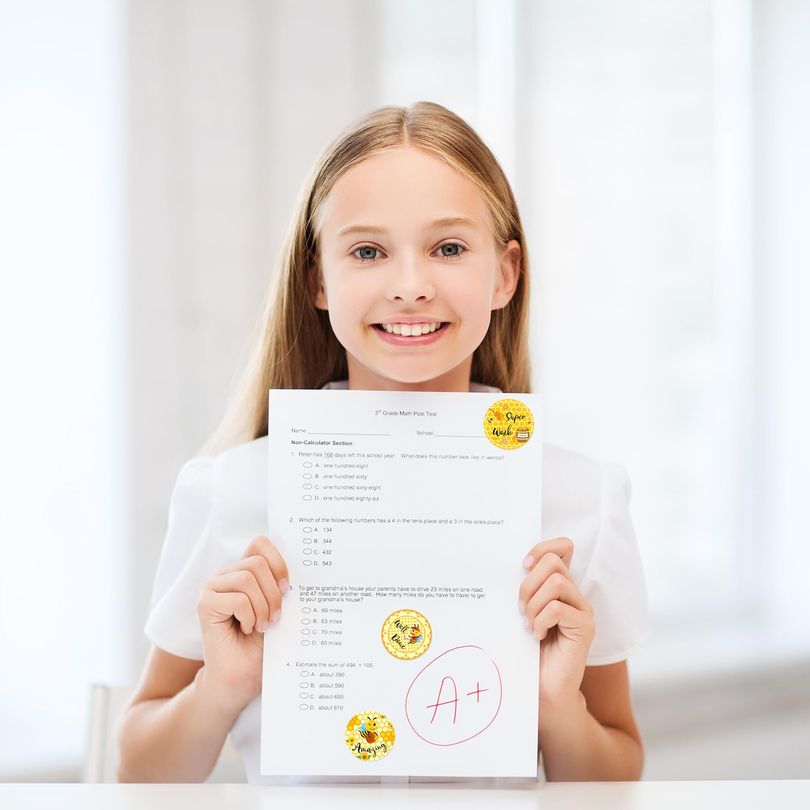 Whaline 1000Pcs Bee Incentive Stickers Cute Honeybee Round Student Reward Stickers Motivational Sunflower Bee Label Decals for for Back to School Party Classroom School Supplies - Image 4