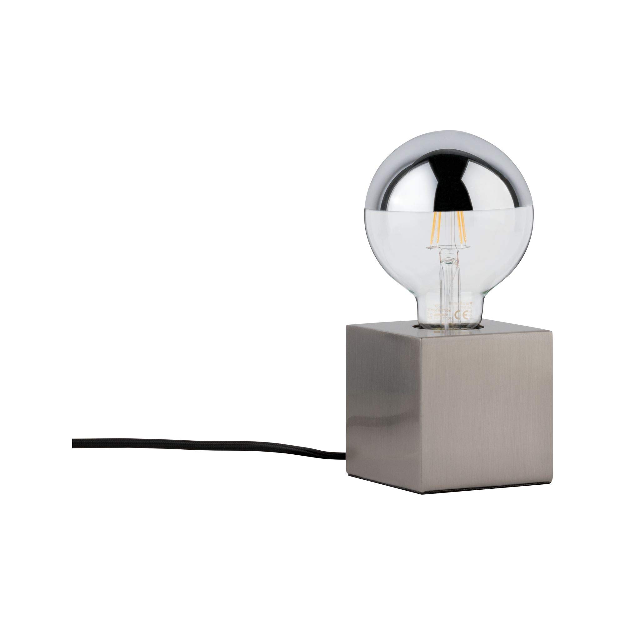 Paulmann 79730 Tischleuchte Kura max. 20 Watt Nachttischlampe Eisen gebürstet Tischlampe ohne Leuchtmittel Metall E27 (Packung mit 2)