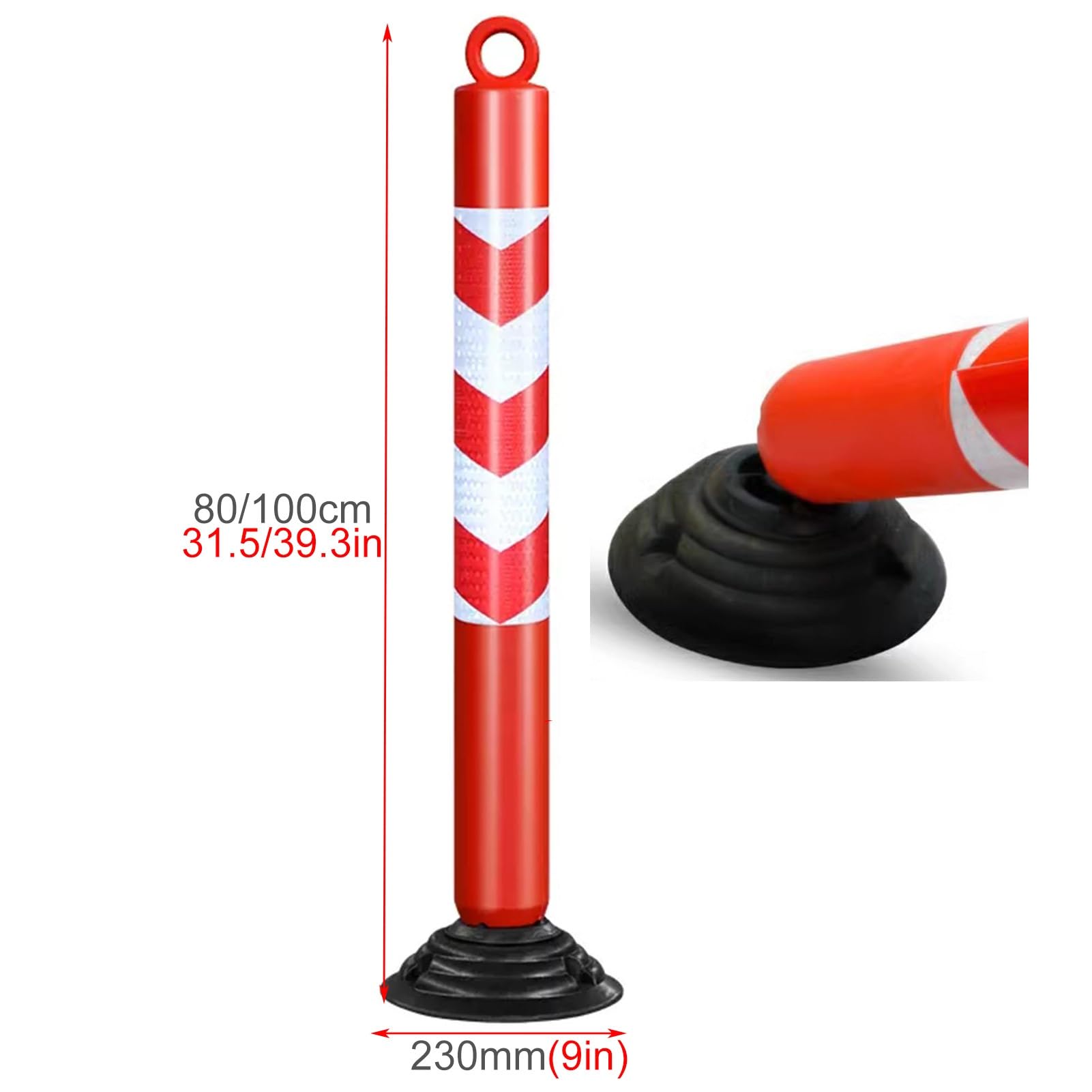 Bolardo reflectante desmontable de seguridad vial con pernos de expansión for accesos y control de multitudes(80cm 4pack)