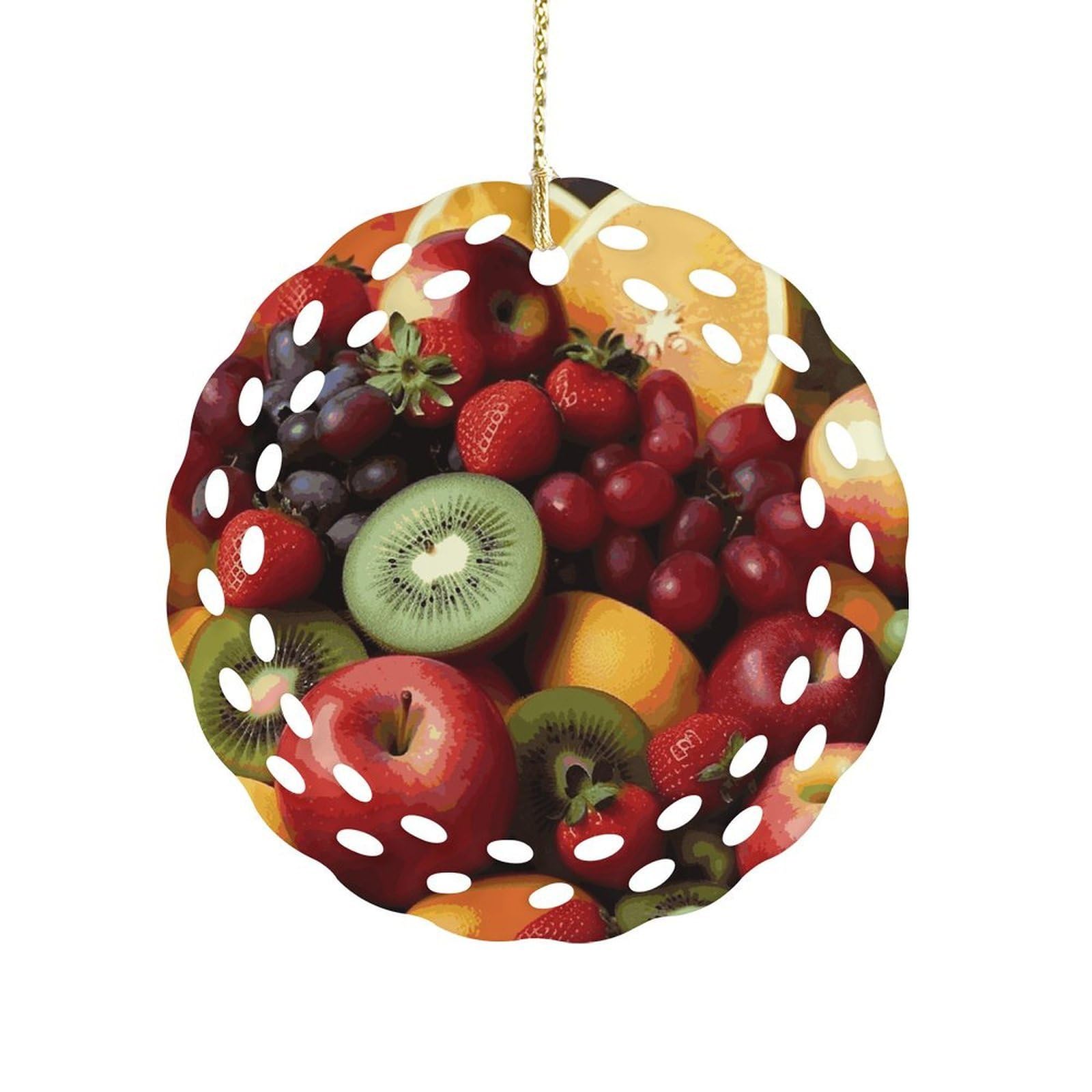 Fekiloot Women's Style Fresh Fruits And Vegetables Ceramic Ornaments 3 Inch Round,Holiday Keepsake For ,Girls,Pet Owners,Hanging Ornament Gifts Idea For Home