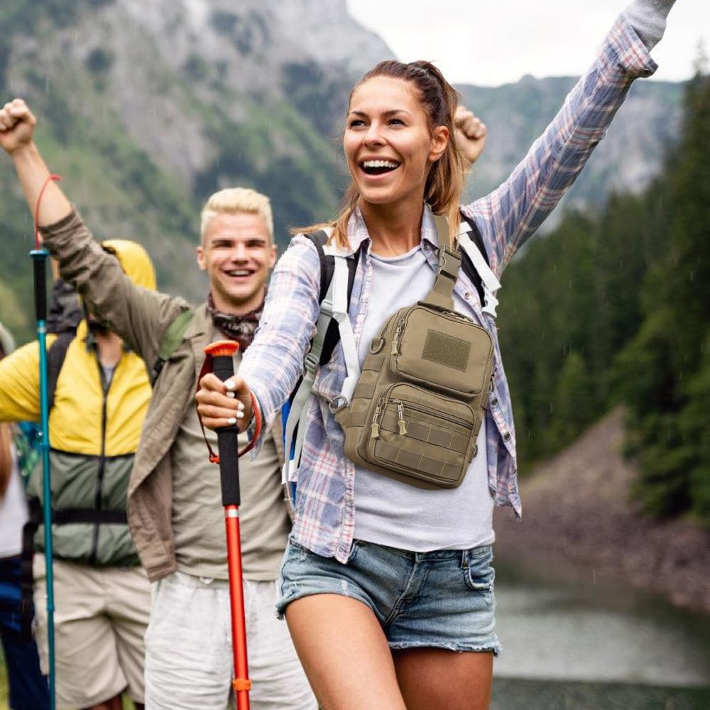 MiOYOOW Borsa Petto Tattico Militare, Multifunzionale Zaino Monospalla, Borsello a Tracolla con Tracolla Staccabile, per Campeggio Ciclismo Escursione Hiking Sport