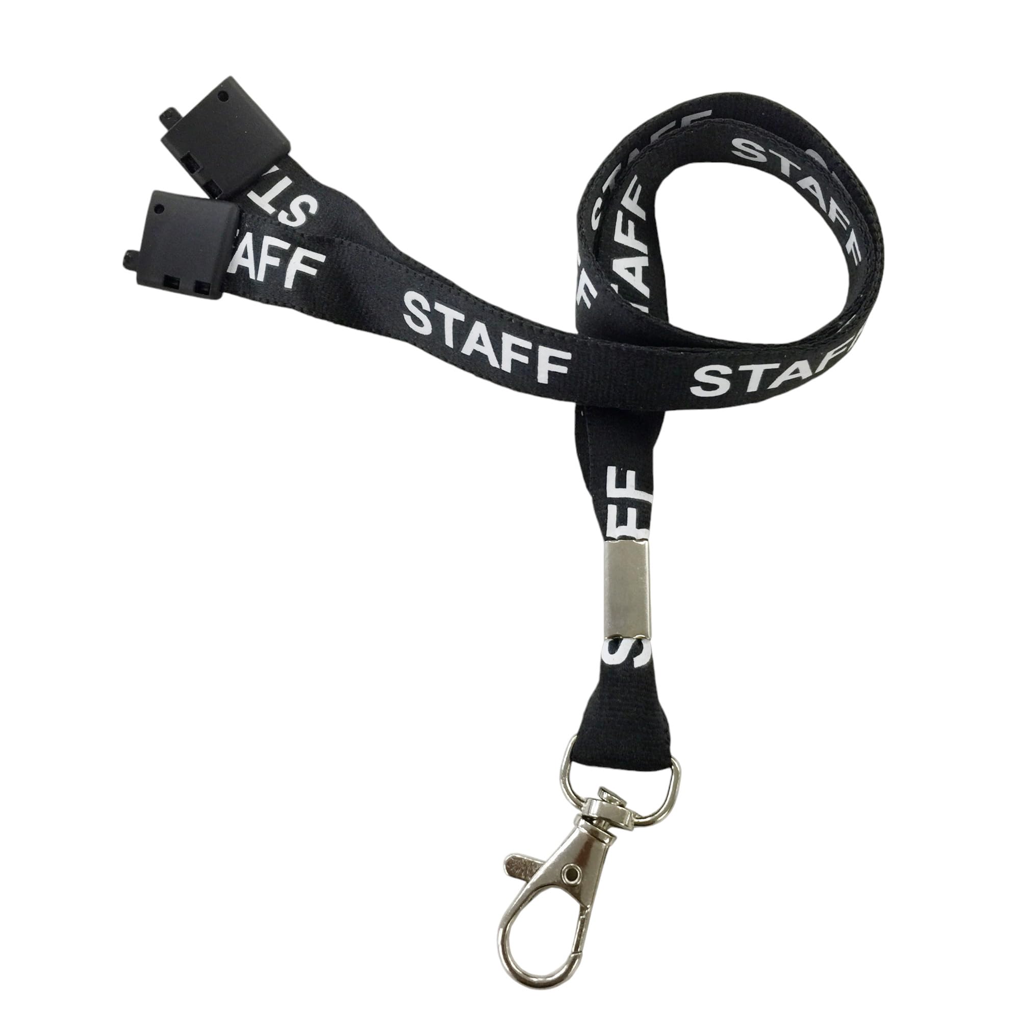 Customcard Ltd Black Staff Lanyard with Safety Break & Metal Clip - 45cm Drop, 15mm Width - Comfortable & Durable Staff Lanyards for Office, School & Events - Professional Black Design (Pack of 50)