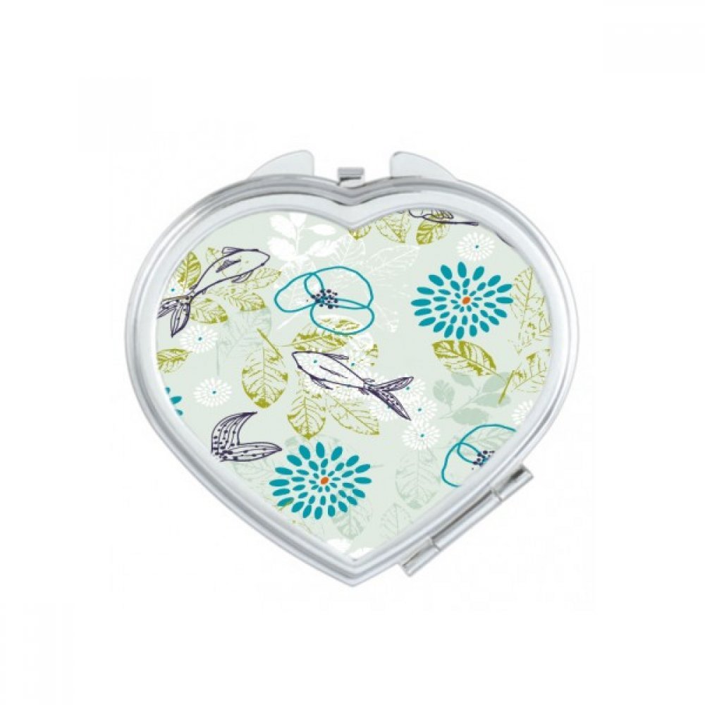 Miroir de poche mignon texture poisson cœur idéal pour retouches maquillage en voyage