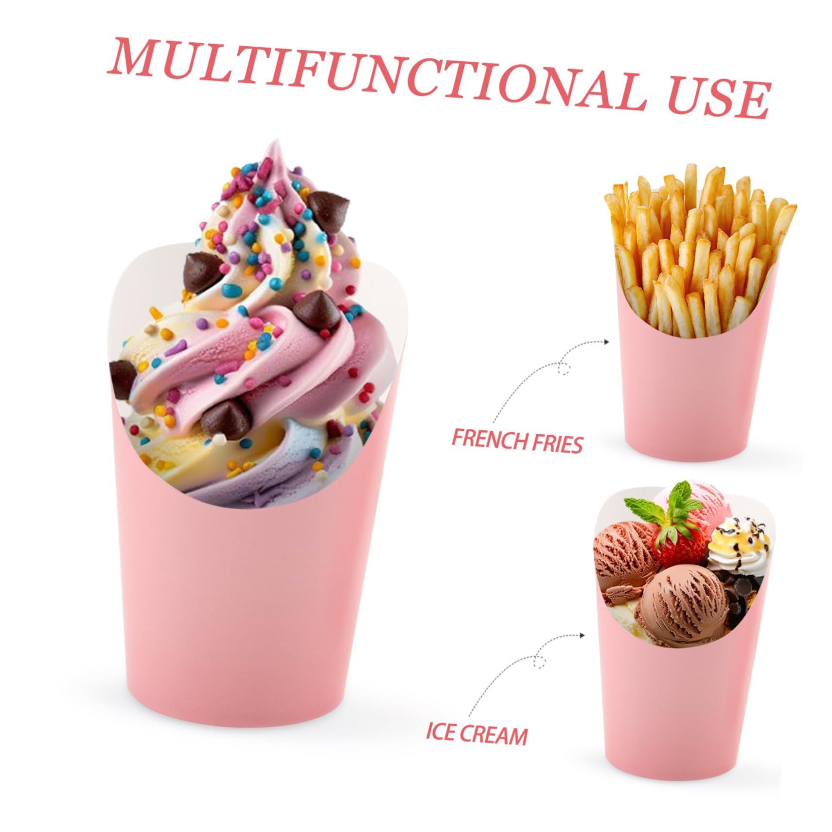 Cabilock 4sets Snacks Paper Cups French Fry Cups Multi-function Snack Holders 100pcs*4