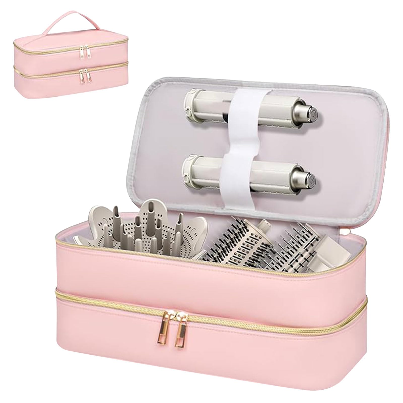 Piceioep Compact Hair Dryer Organiser Bag PU with Handle for Travel and Home Use Compact Travel Bag