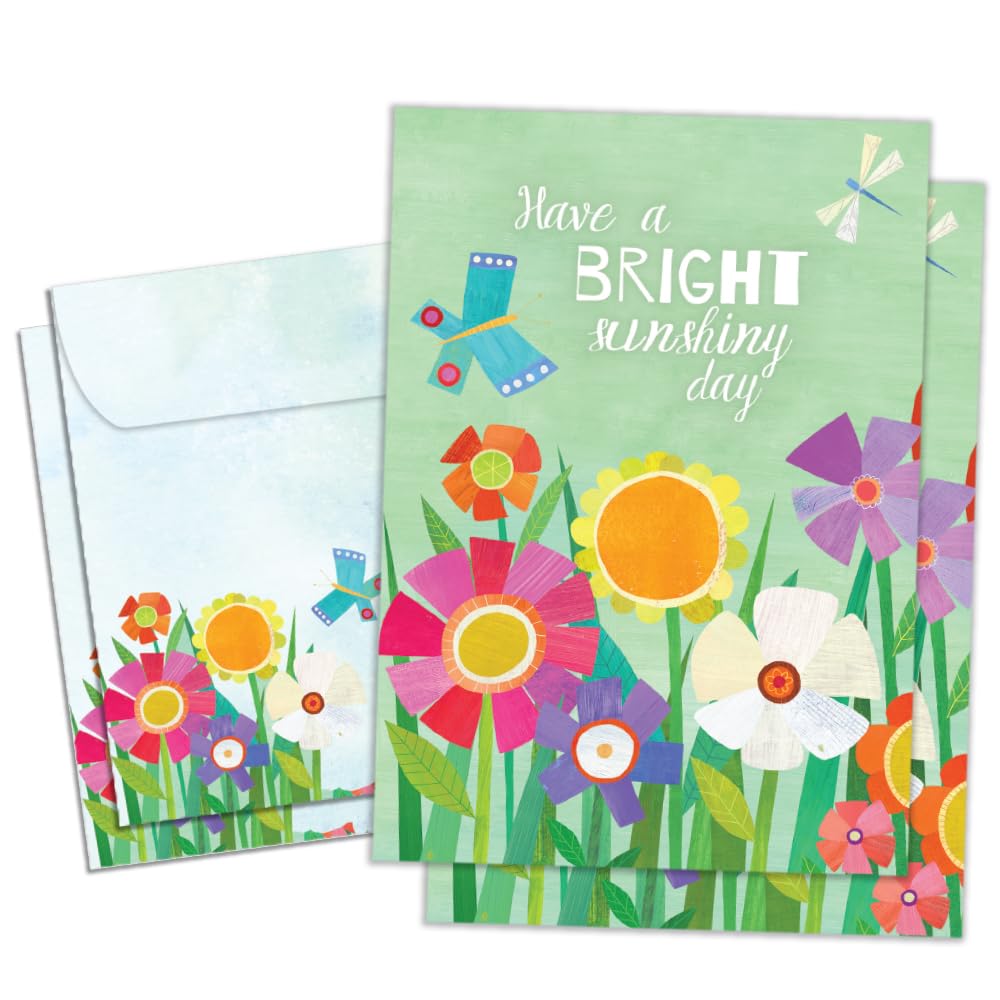 Tree-Free Greetings Birthday 2 Pack with Matching Envelopes, Eco Friendly, Made in USA, 100% Recycled Paper, 5 x 7, Bright Sunshiny Day (GT65480)