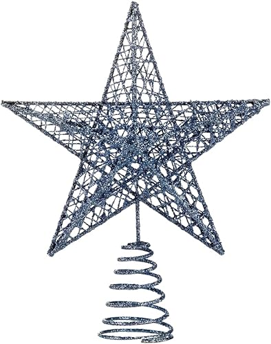 Miniatura 4 de BinaryABC Estrella para árbol de Navidad, adornos brillantes para decoración del árbol de Navidad, 7.9 in (plateado)