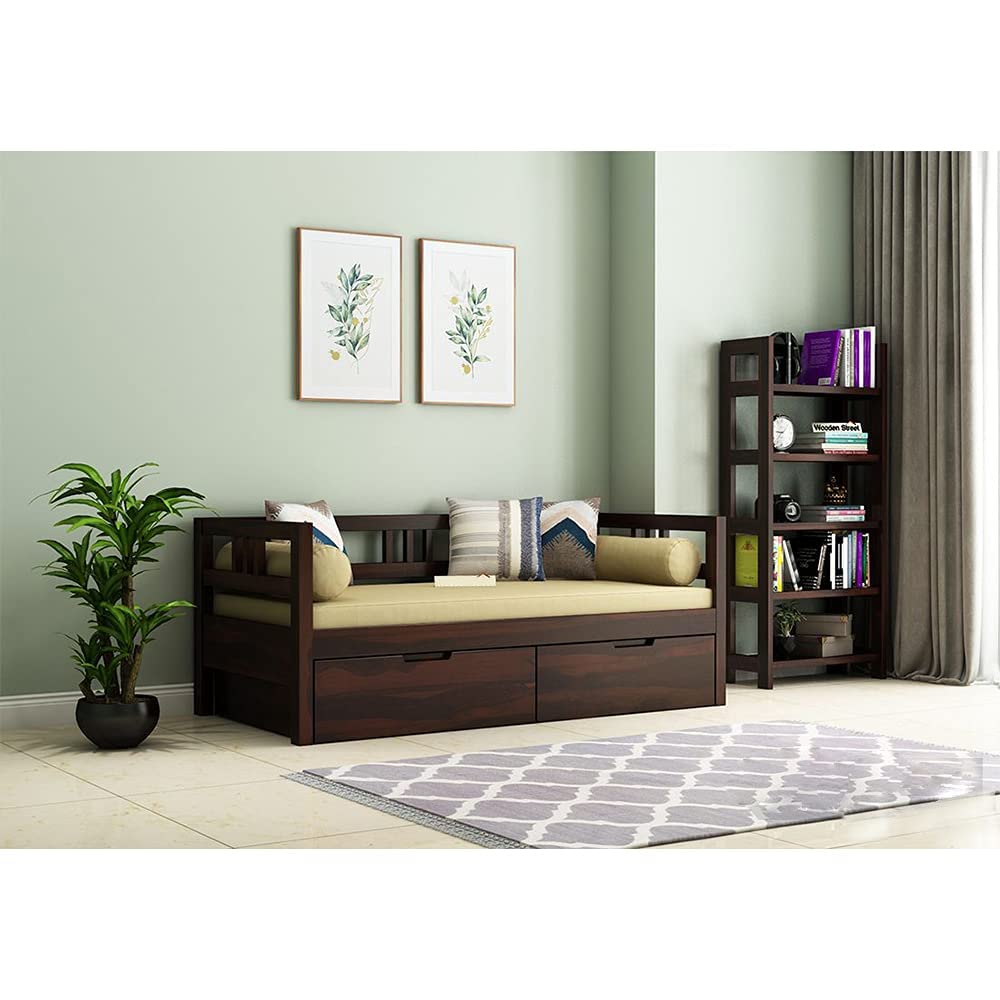 Solid Wood Sofa Cum Bed For Living Room | Wooden Sofa Cum Bed Couch With Storage Box For Bedroom Home (Walnut Finish),3 Solid Wood Sofa Cum Bed For Living Room | Wooden Sofa Cum Bed Couch With Storage Box For Bedroom Home (Walnut Finish),3