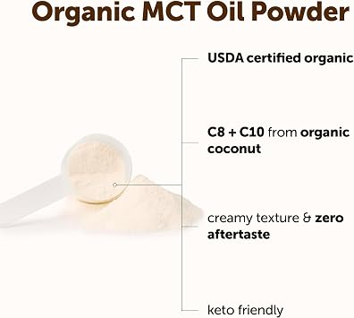 Micro Ingredients Organic MCT Oil Powder with Prebiotic Fiber, 1 lb (16 oz)
