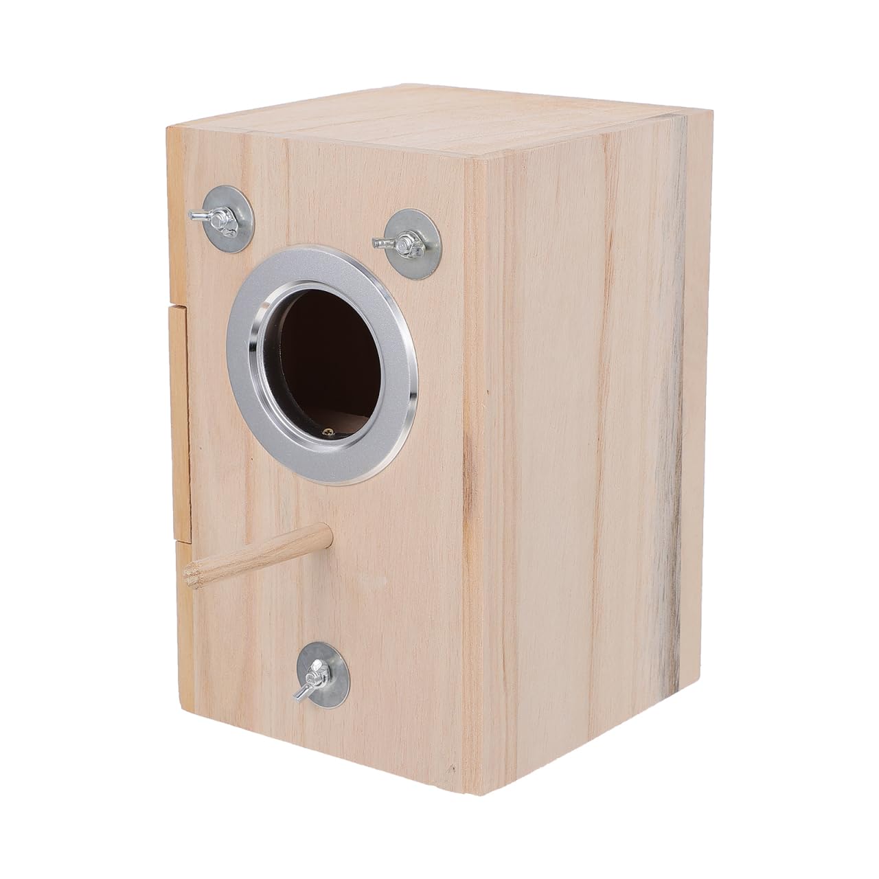 Nichoir en bois pour perruches avec perchoir et ouverture ronde