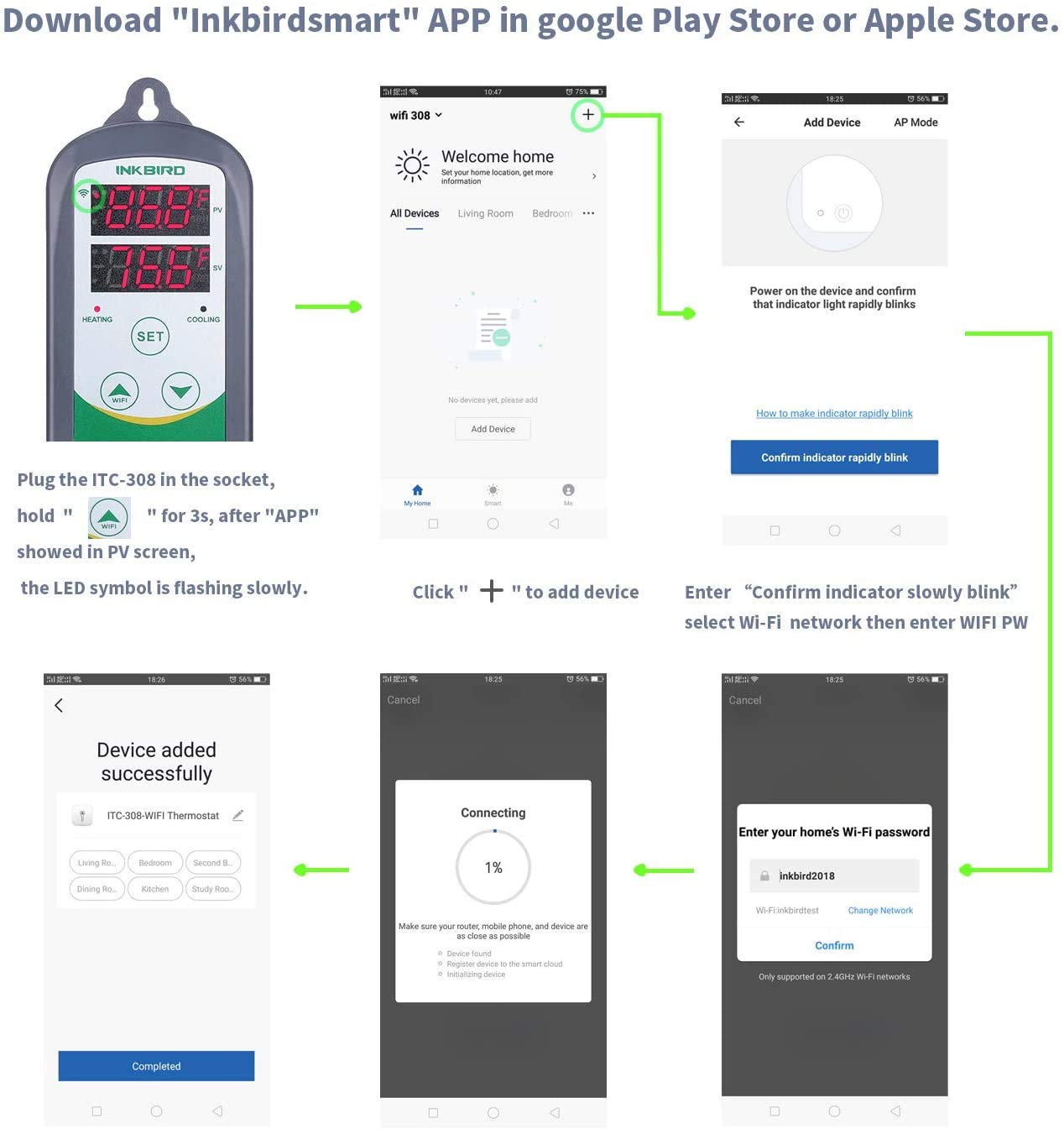 Inkbird ITC-308-WIFI cyfrowy regulator temperatury z IHC-200 WiFi regulatorem wilgotności do kontrolowania wilgotności i temperatury