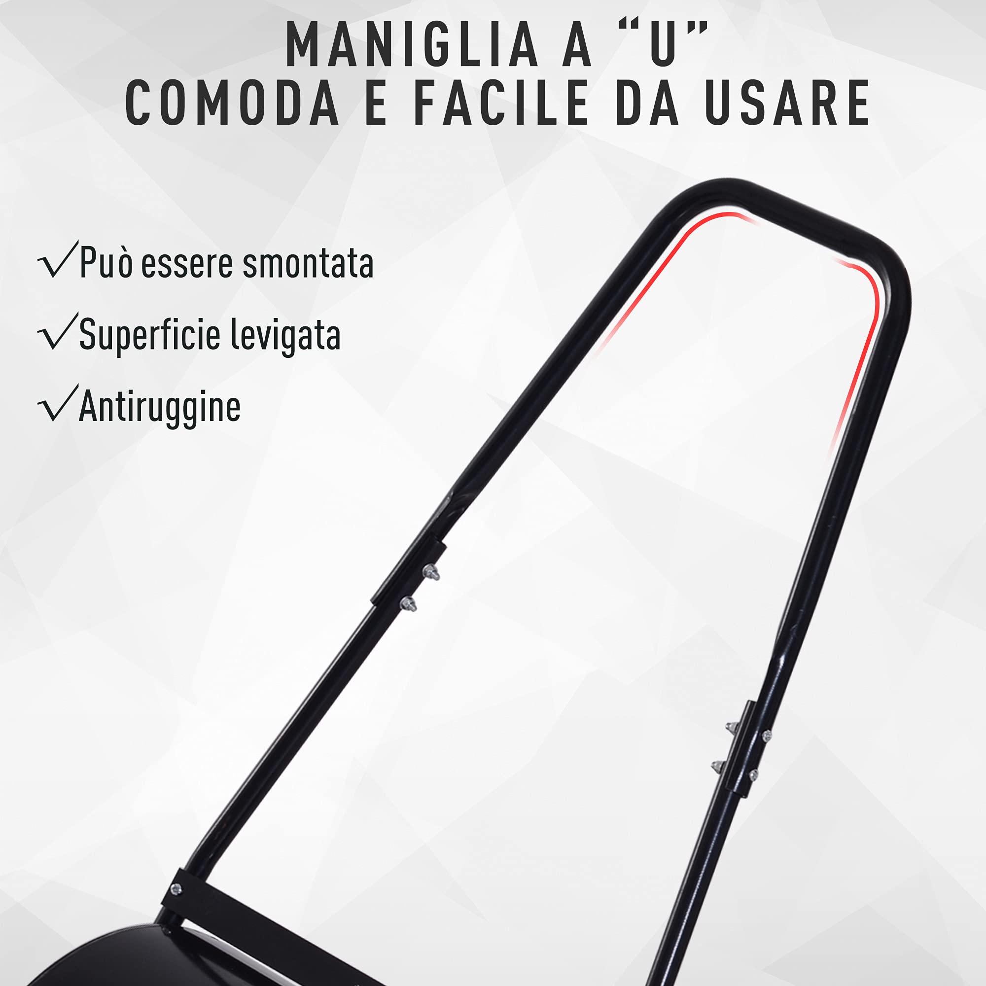 Outsunny Rullo da Giardino in Metallo Impermeabile Nero, Serbatoio Fino 60 Litri (Acqua o Sabbia), 57x40x123cm