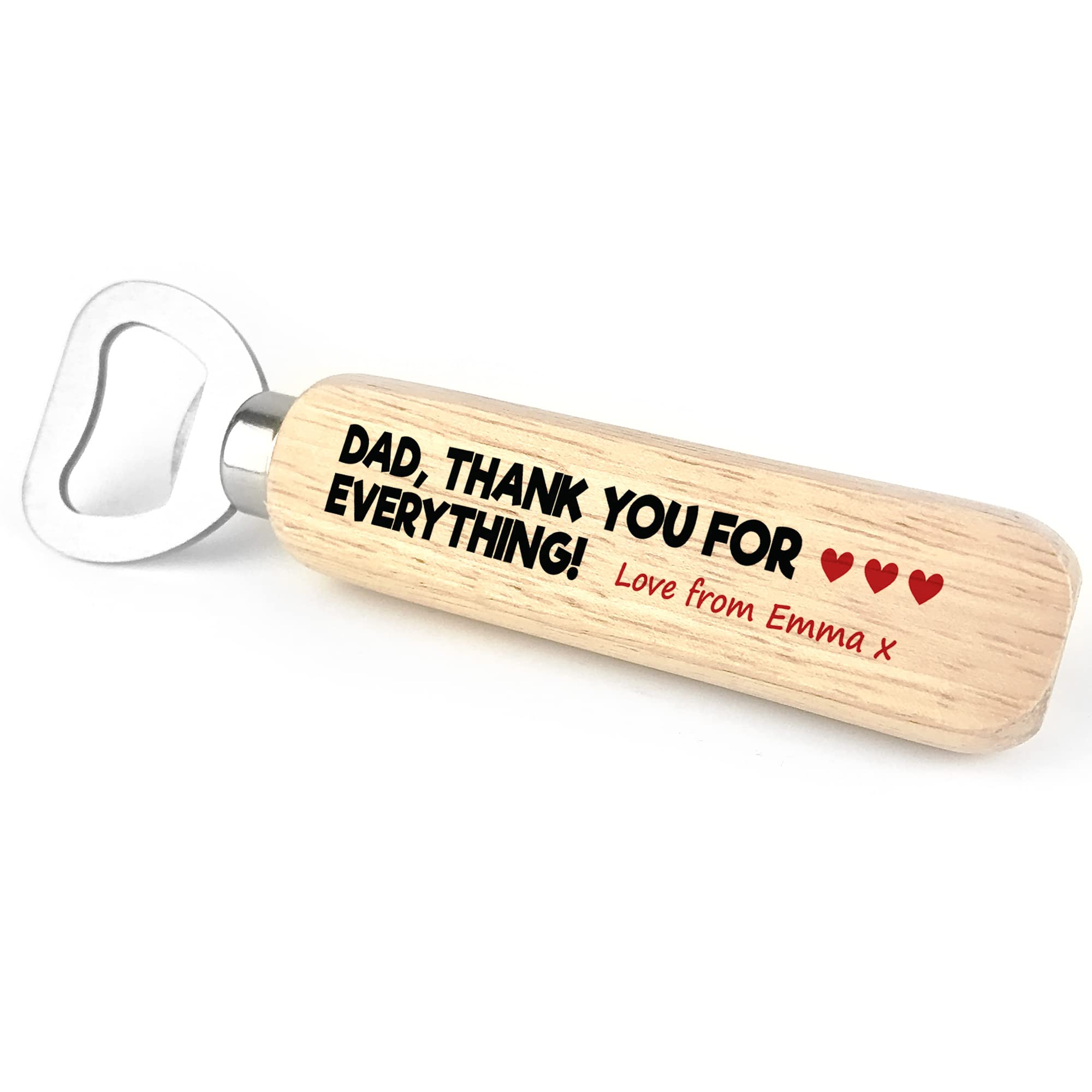 Red Ocean Thank You Dad Gift Wooden Personalised Bottle Opener Dad Gifts from Daughter Son