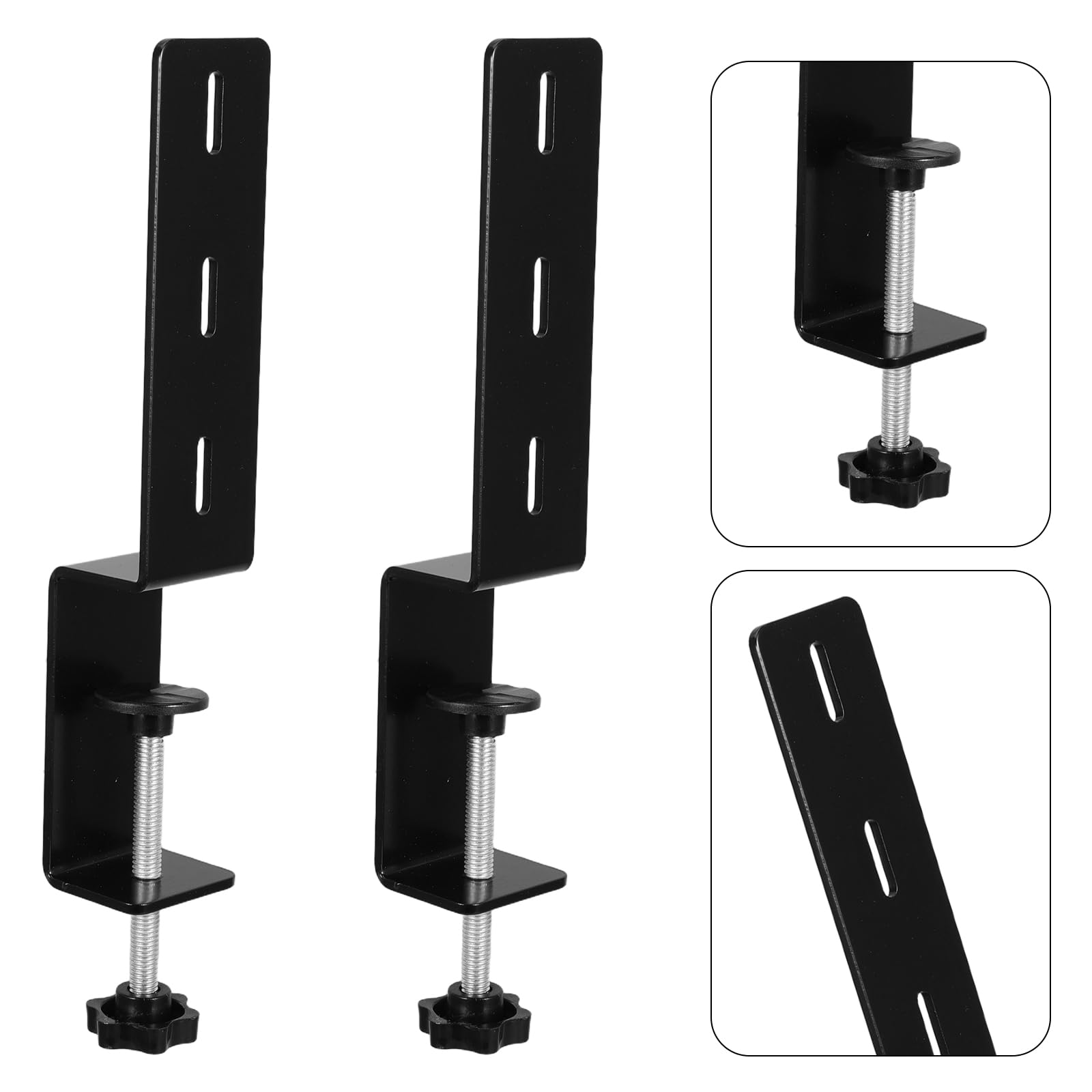 Lurrose Morsetto da Scrivania per Impieghi Gravosi 2 Pezzi, Supporto in Metallo Nero Staffa di Fissaggio per Pannelli da Tavolo Spessore 1-7 Cm, Accessori per Organizzazione