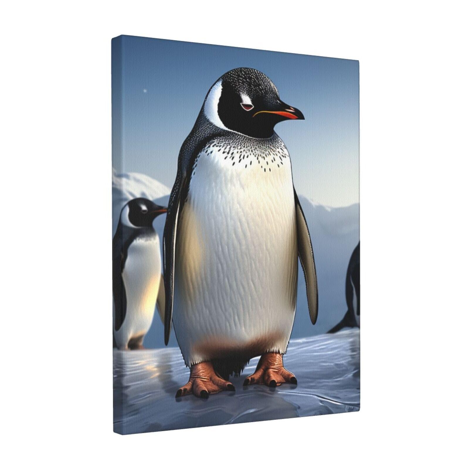 FodPand Penguin Canvas Wall Art for Living Room Wall Decor 12"x16" Modern Artwork Painting Pictures Hanging Canvas Prints Aesthetic Wall Art for Bedroom Bathroom Office Wallart Decor