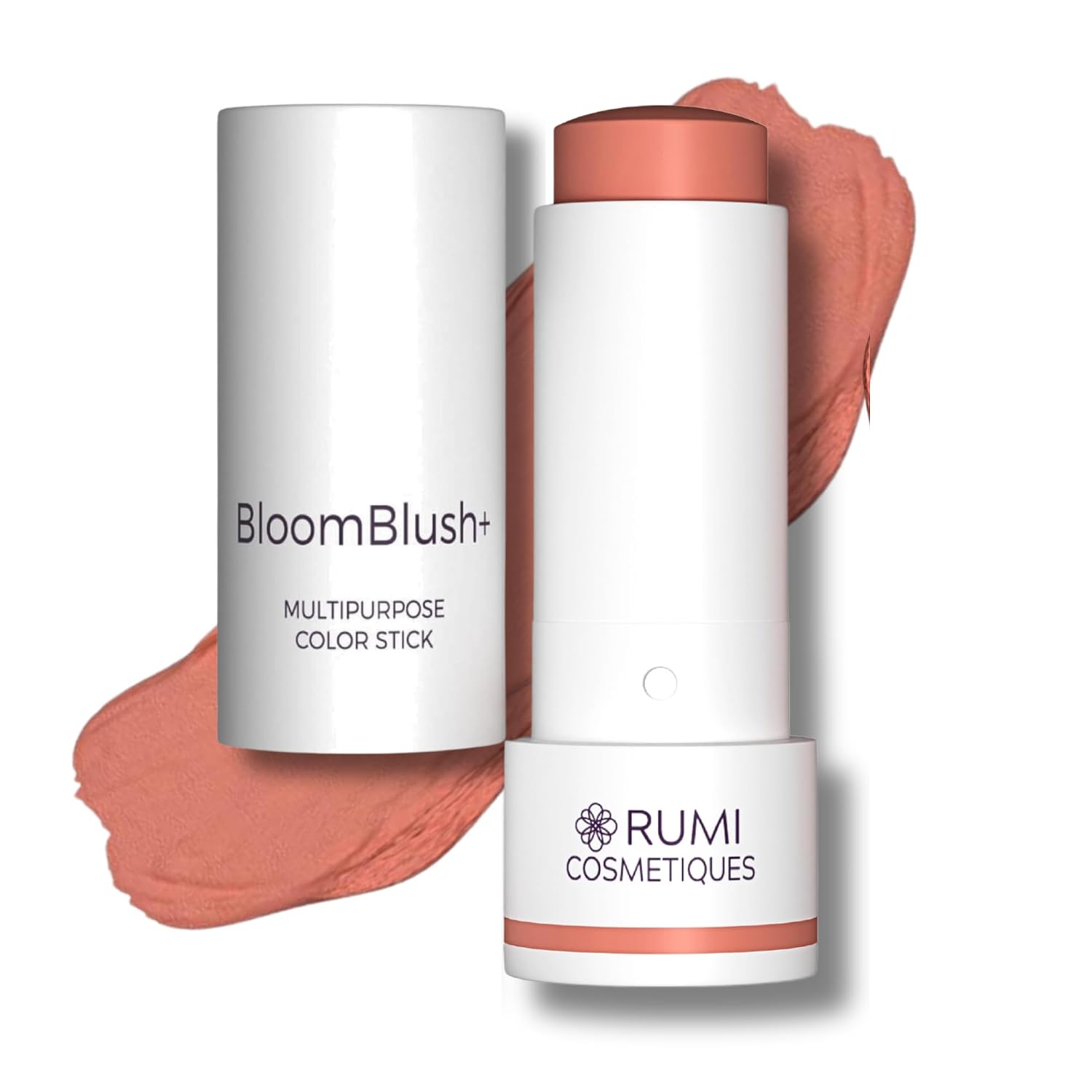 Rumi Cosmetiques BloomBlush+ Multipurpose Color Stick For Mature Women - Blush, Lipstick & Contour in 1- Radiant, Healthy Glow & Nourishing Formula - For Sensitive Skin (Nude Peach, Regular)
