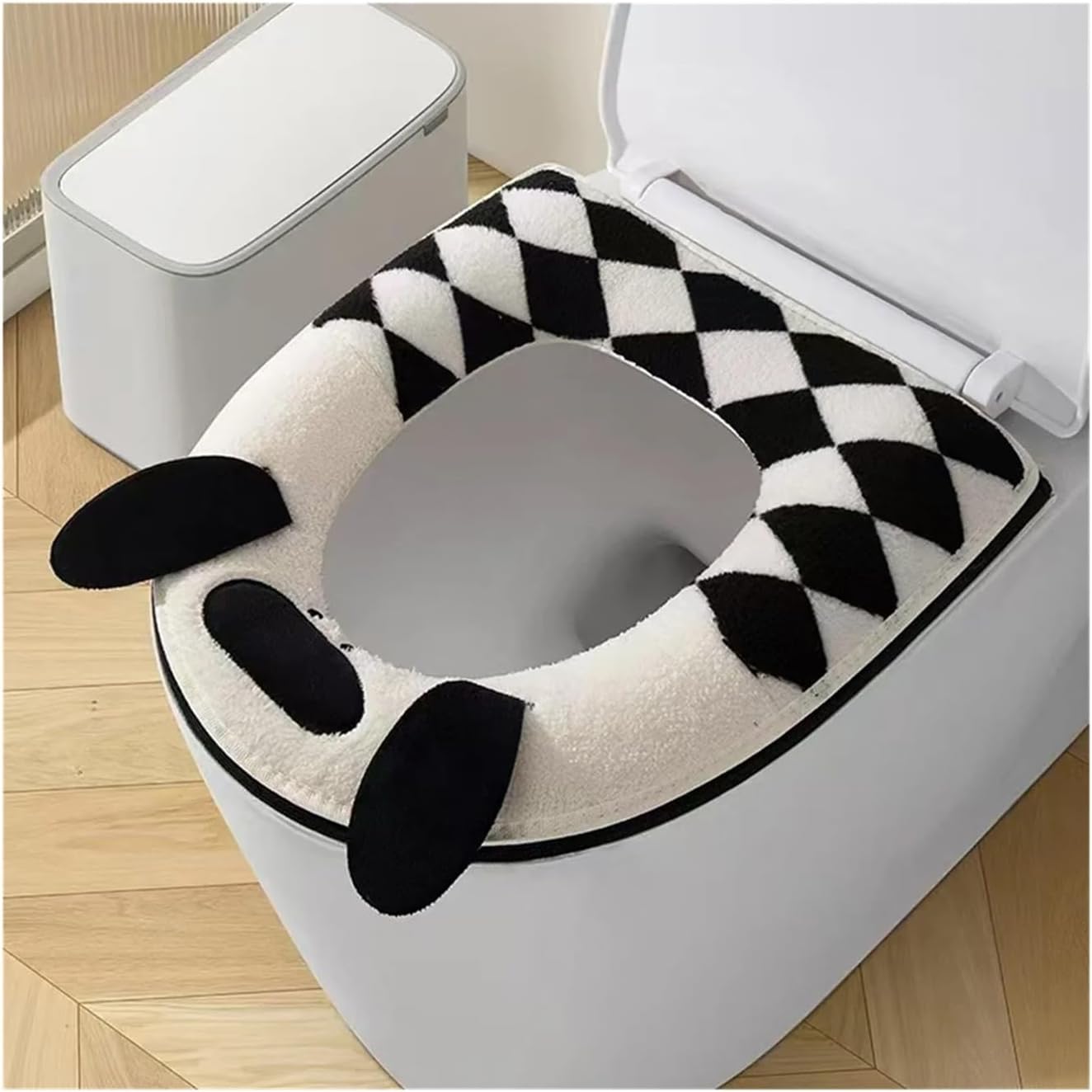 Soft and Fluffy 2 Pieces Autumn,Winter Home Cartoon Toilet Seat Cover, Fleece-lined, Thickened, Bathroom(Color4)