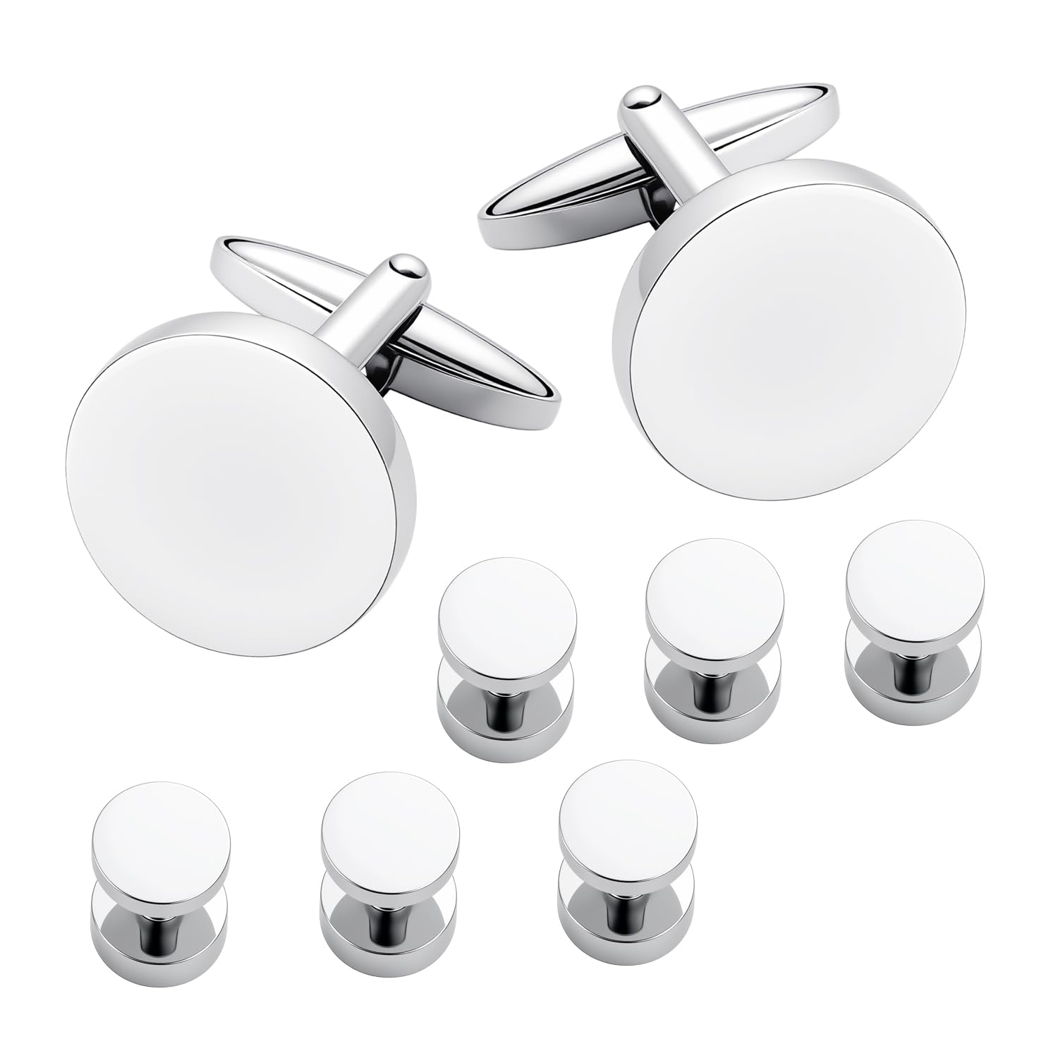 Dannyshi Mens Cufflinks and Tuxedo Shirt Studs Set with Gift Box Cuff Links Tuxedo Studs Business Wedding Groomsman Gifts